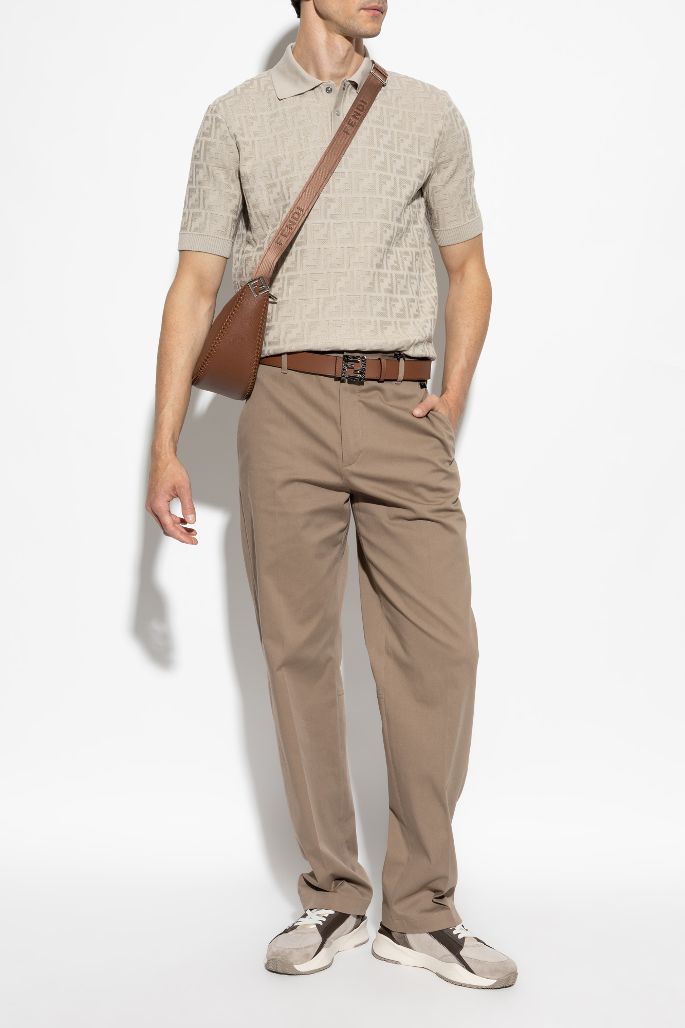 Tシャツ・カットソー FENDI SS25 FF COTTON KNIT POLO SHIRT (FZC410 AUW0F0B9Y) FF cotton polo shirt FENDI - Nugnes1920